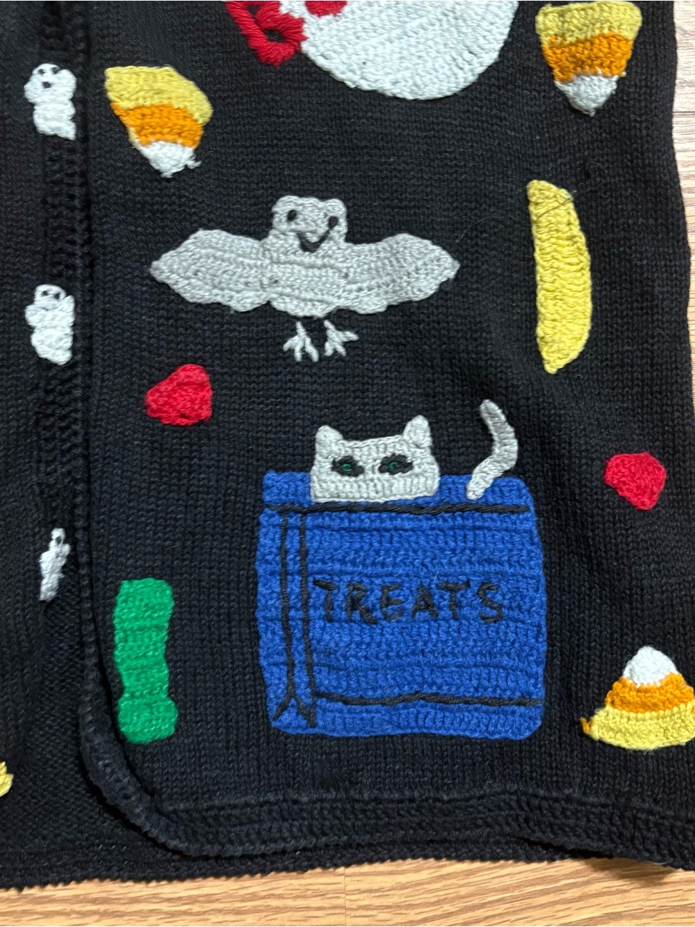 Vintage 90s Eagle’s Eye Knit Halloween Fall Sweater Vest Women’s Large Teacher - Picture 4 of 13